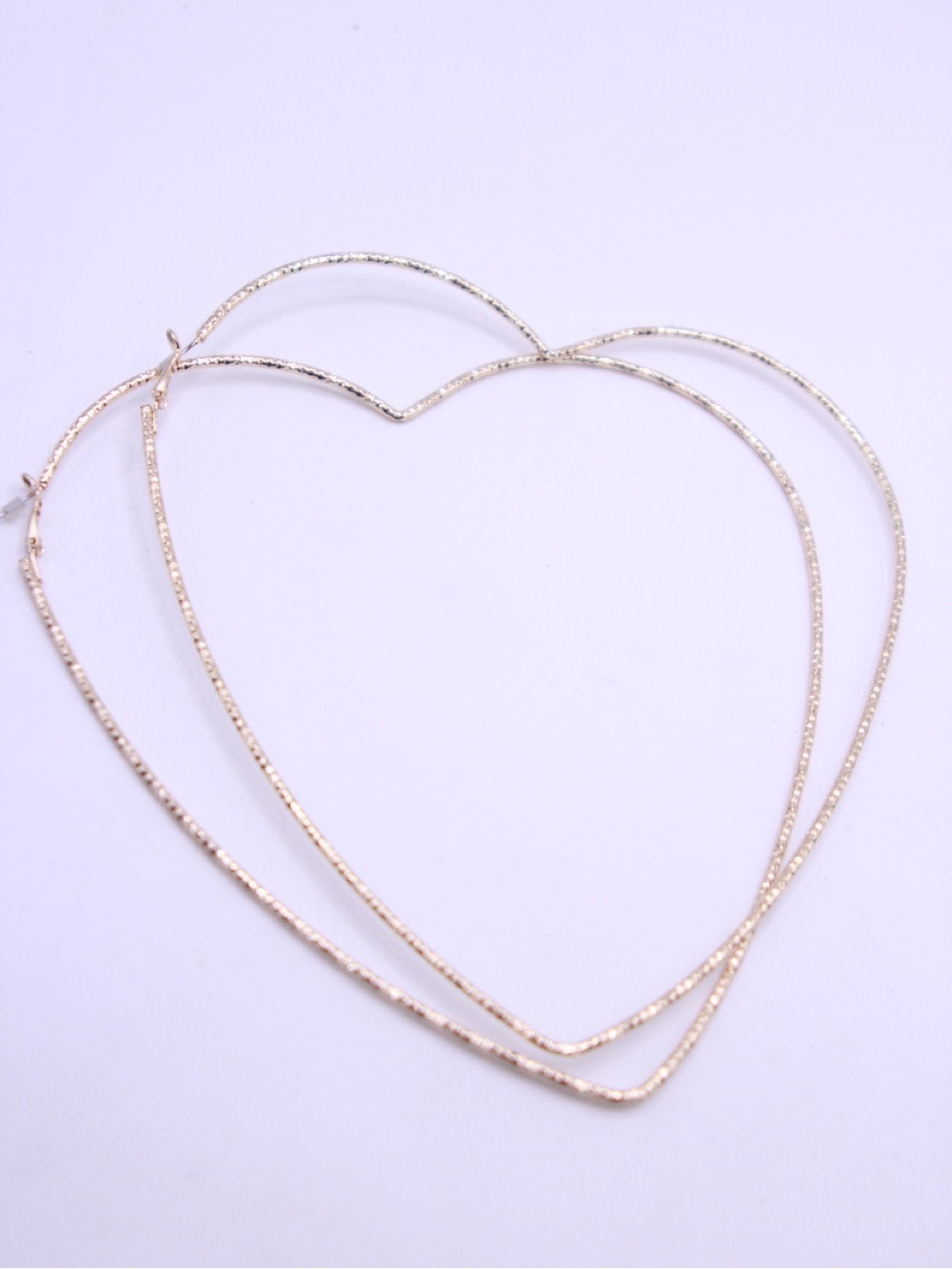 6” Large Gold tone Textured Heart Shaped Hoop Earrings